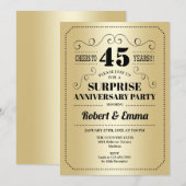Surprise 45th verjaardagsfeest - Goud Zwart Kaart (Voorkant / Achterkant)