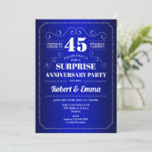 Surprise 45th verjaardagsfeest - saffierblauw kaart (Staand voorkant)
