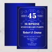Surprise 45th verjaardagsfeest - saffierblauw kaart (Voorkant / Achterkant)