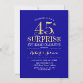 Surprise 45th Wedding Jubileum - Blue Gold Kaart (Voorkant)