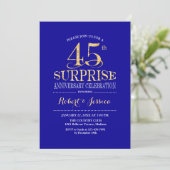 Surprise 45th Wedding Jubileum - Blue Gold Kaart (Staand voorkant)