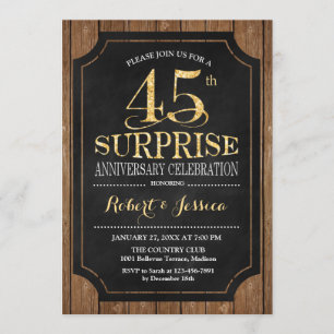 Surprise 45th Wedding Jubileum - Hood Gold Kaart