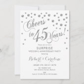 Surprise 45th Wedding Jubileum - Wit & Zilver Kaart (Voorkant)