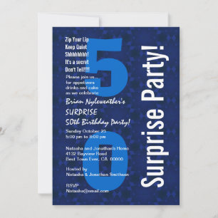 SURPRISE 50e verjaardag Modern Blue and White D498 Kaart