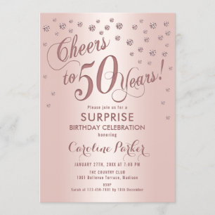 Surprise 50ste verjaardagsfeestje - Roos Gold Kaart