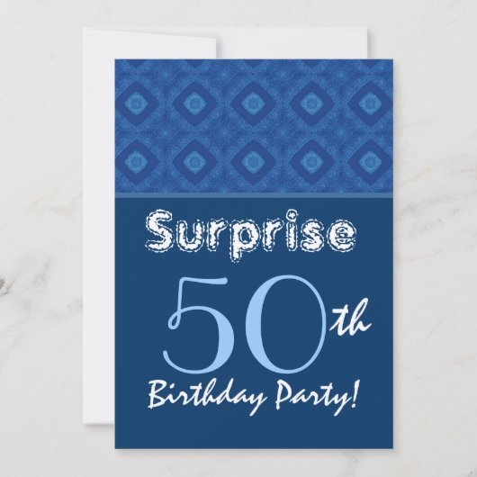 SURPRISE 50th Birthday Blue Diamond Pattern Kaart (Voorkant)