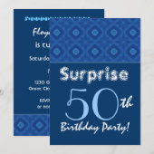 SURPRISE 50th Birthday Blue Diamond Pattern Kaart (Voorkant / Achterkant)