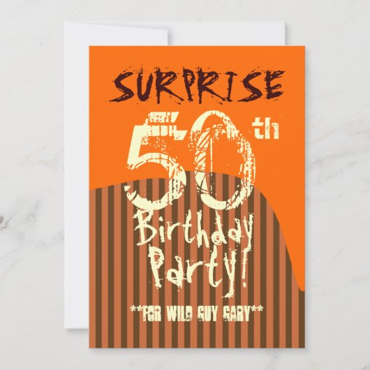 SURPRISE 50th Birthday Brown Ivory Oranje A01 Kaart (Voorkant)