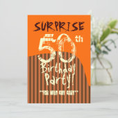 SURPRISE 50th Birthday Brown Ivory Oranje A01 Kaart (Staand voorkant)