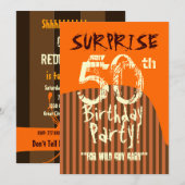 SURPRISE 50th Birthday Brown Ivory Oranje A01 Kaart (Voorkant / Achterkant)