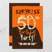 SURPRISE 50th Birthday Brown Ivory Oranje C732 Kaart (Voorkant / Achterkant)