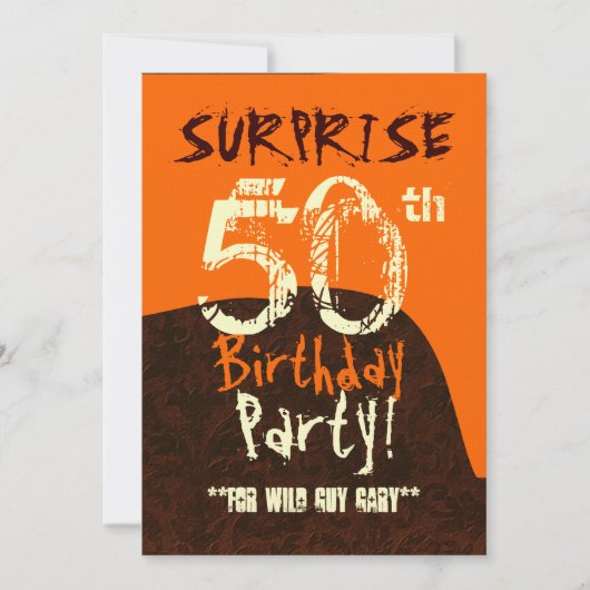 SURPRISE 50th Birthday Brown Ivory Oranje C732 Kaart (Voorkant)
