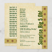 SURPRISE 50th Birthday Gold Green Stars B382 Kaart (Voorkant / Achterkant)