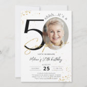 Surprise 50th Birthday Gold Photo Invitation Kaart (Voorkant)