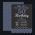 Surprise 50th Birthday Invitation Black and Blue Kaart<br><div class="desc">Verrassend 50e verjaardag Uitnodiging met zwarte en blauwe Chevron. Chalkboard. Volwassen verjaardag. Man of vrouwen uitgenodigd. Voor verdere aanpassing,  te klikken gelieve de knoop "van de Aanpassing het"en ons ontwerphulpmiddel te gebruiken om deze sjabloon te wijzigen.</div>