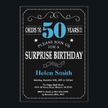 Surprise 50th Birthday Invitation Blue en Black Kaart<br><div class="desc">Verrassend 50e verjaardag Uitnodiging Blauw en Zwarte Typografie. Chalkboard. Zwart-witte achtergrond. Volwassen verjaardag. Mannelijke Mannen of vrouwen: Birthday. Kinder jongen of meisje Lady Teen Teenage Bday Invite. 13e 15e 16e 18e 21e 30e 40e 50e 60e 70e 80e 90e 100e. Elke leeftijd. Voor verdere aanpassing, te klikken gelieve de knoop "van...</div>