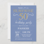 Surprise 50th Birthday Invitation Blue en Gold Kaart<br><div class="desc">Verrassend 50e verjaardag Uitnodiging met Blauwe en Gouden Glitter Achtergrond. Volwassen verjaardag. Mannen of vrouwen uitgenodigd. Elke leeftijd. Voor verdere aanpassing,  te klikken gelieve de knoop "van de Aanpassing het"en ons ontwerphulpmiddel te gebruiken om deze sjabloon te wijzigen.</div>