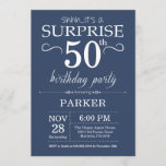 Surprise 50th Birthday Invitation Blue Kaart<br><div class="desc">Verrassend 50e verjaardag Uitnodiging met Blauwe Achtergrond. Volwassen verjaardag. Mannen of vrouwen uitgenodigd. 13e 15e 16e 18e 21e 30e 40e 50e 60e 70e 90e 100e,  elke leeftijd. Voor verdere aanpassing,  te klikken gelieve de knoop "van de Aanpassing het"en ons ontwerphulpmiddel te gebruiken om deze sjabloon te wijzigen.</div>