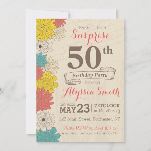 Surprise 50th Birthday Invitation Kaart (Voorkant)