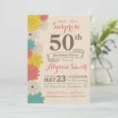 Surprise 50th Birthday Invitation Kaart (Staand voorkant)