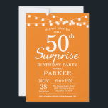 Surprise 50th Birthday Invitation Sinaasappel Kaart<br><div class="desc">Verrassend 50th Birthday Uitnodiging met de Lichten van het Koord. Oranje achtergrond. Mannen of vrouwen op zaterdag. 13e 15e 16e 18e 21e 30e 40e 50e 60e 70e 90e 100e, elke leeftijd. Voor verdere aanpassing, te klikken gelieve de knoop "van de Aanpassing het"en ons ontwerphulpmiddel te gebruiken om deze sjabloon te...</div>
