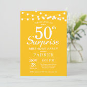 Surprise 50th Birthday Invitation Yellow Kaart (Staand voorkant)