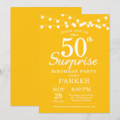 Surprise 50th Birthday Invitation Yellow Kaart (Voorkant / Achterkant)