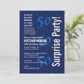 SURPRISE 50th Birthday Modern Blue Pattern G208 Kaart (Staand voorkant)