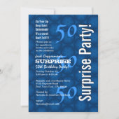 SURPRISE 50th Birthday Modern Blue Pattern G209 Kaart (Voorkant)