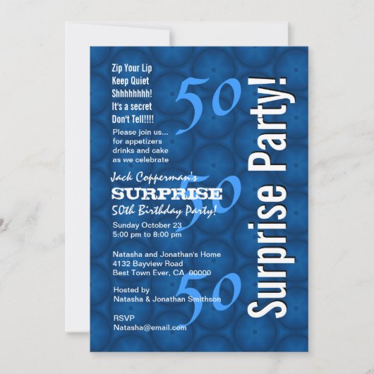 SURPRISE 50th Birthday Modern Blue Pattern G209 Kaart (Voorkant)