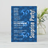 SURPRISE 50th Birthday Modern Blue Pattern G209 Kaart (Staand voorkant)