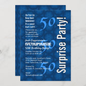 SURPRISE 50th Birthday Modern Blue Pattern G209 Kaart (Voorkant / Achterkant)