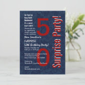 SURPRISE 50th Birthday Modern Blue Red S691 Kaart (Staand voorkant)