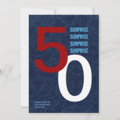 SURPRISE 50th Birthday Modern Blue Red S691 Kaart (Achterkant)