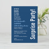 SURPRISE 50th Birthday Modern Navy Blue White Kaart (Staand voorkant)
