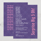 SURPRISE 50th Birthday Modern Paars Pink G351 Kaart (Voorkant / Achterkant)