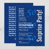 SURPRISE 50th Birthday Modern Royal Blue G200 Kaart (Voorkant / Achterkant)