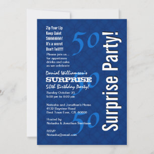 SURPRISE 50th Birthday Modern Royal Blue G200 Kaart