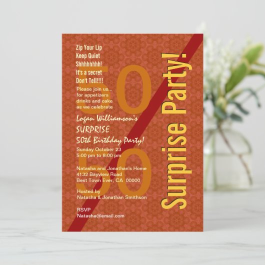 SURPRISE 50th Birthday Oranje Gold Gears B322 Kaart (Staand voorkant)