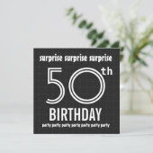 SURPRISE 50th Birthday Party Black White W1436 Kaart (Staand voorkant)