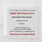 SURPRISE 50th Birthday Party Black White W1436 Kaart (Achterkant)