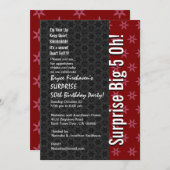 SURPRISE 50th Birthday Red en Black Stars B401 Kaart (Voorkant / Achterkant)