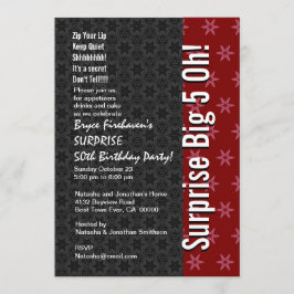 SURPRISE 50th Birthday Red en Black Stars B401 Kaart