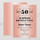 Surprise 50th Birthday - Roos Gold Zwart Kaart (Voorkant / Achterkant)