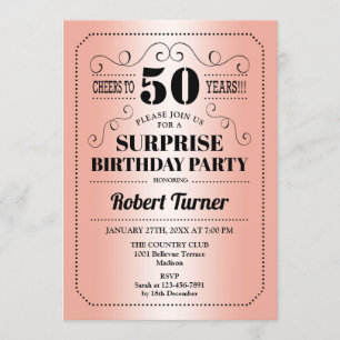 Surprise 50th Birthday - Roos Gold Zwart Kaart