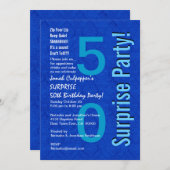 SURPRISE 50th Birthday Royal Blue B400 Kaart (Voorkant / Achterkant)