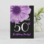SURPRISE 50th Birthday Sjabloon Paarse Daisy Kaart (Staand voorkant)