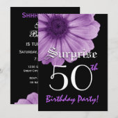 SURPRISE 50th Birthday Sjabloon Paarse Daisy Kaart (Voorkant / Achterkant)