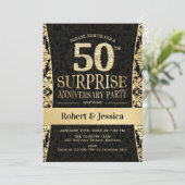 Surprise 50th Jubileum Party - Gouden Zwart Kaart (Staand voorkant)