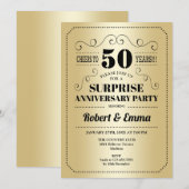 Surprise 50th Jubileum Party - Gouden Zwart Kaart (Voorkant / Achterkant)
